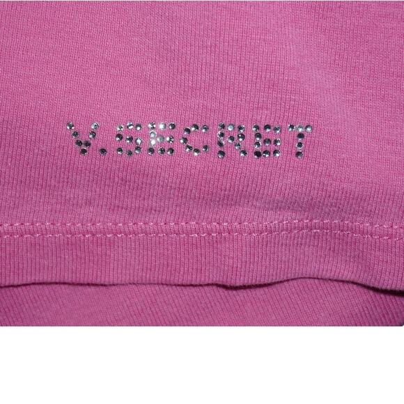 Vintage Y2K Victoria’s Secret Pink White Trim Rhinestone Logo Tank Top Women’s M - Picture 5 of 5